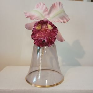 crystal bell with orchid ornamentation. Franklin Mint